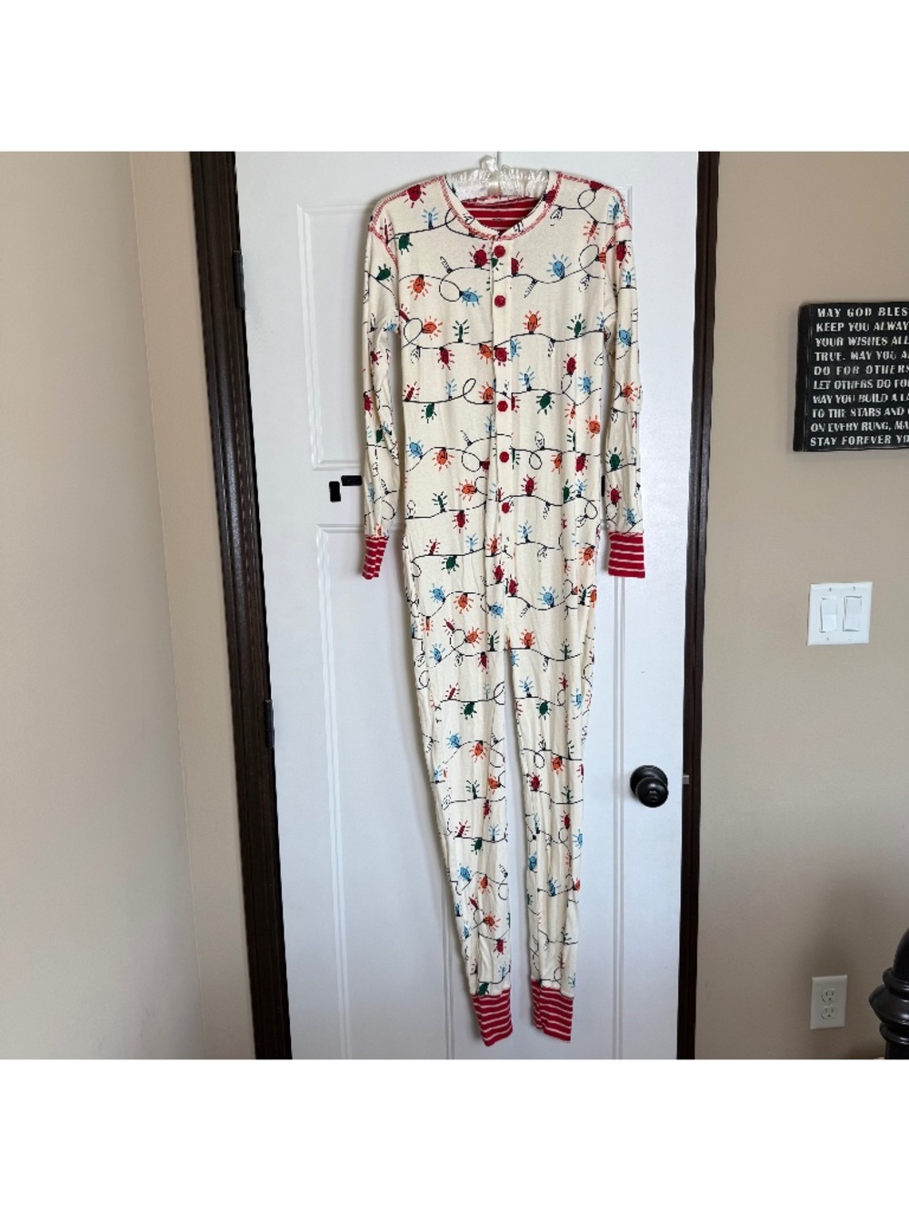 Little Blue House Hatley One Piece Pajamas Womens Small Union Suit Seat Flap